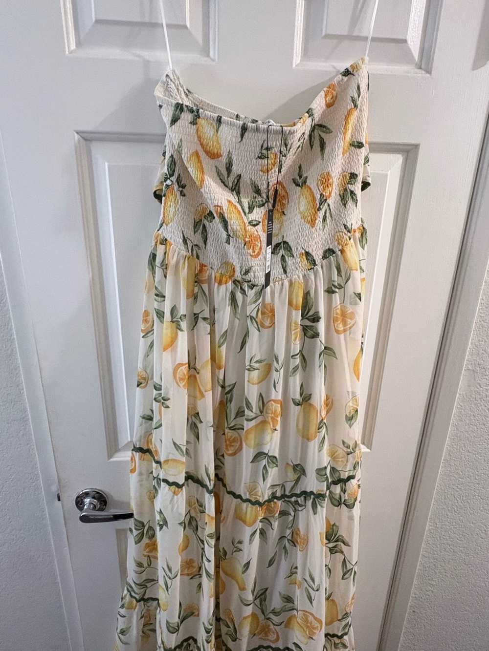 Fashion Nova White Lemon Print Strapless Maxi Dress - Picture 3 of 6